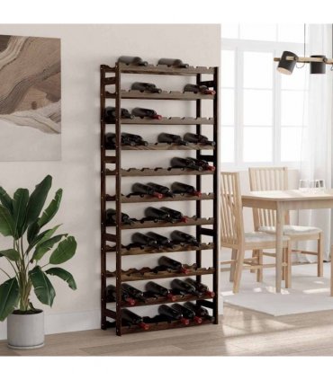 vidaXL Wine Rack for 77 Bottles Black Solid Wood Pine