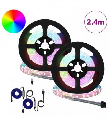 vidaXL LED Strip 2 pcs Black and Transparent 1200 mm