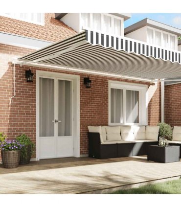 vidaXL Manual Retractable Awning Anthracite&White 500x300 cm