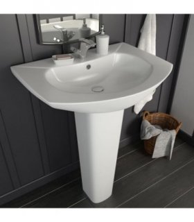 vidaXL Freestanding Basin with Pedestal Ceramic White 650x520x200 mm