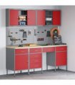 vidaXL Work Cabinet with Drawer 10 pcs Red Engineered Wood and Steel