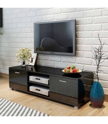 vidaXL TV Cabinet High-Gloss Black 140x40.5x35 cm