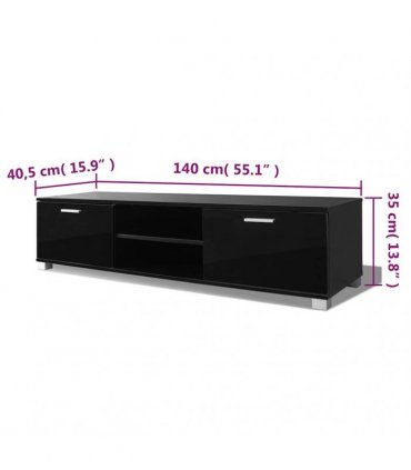 vidaXL TV Cabinet High-Gloss Black 140x40.5x35 cm