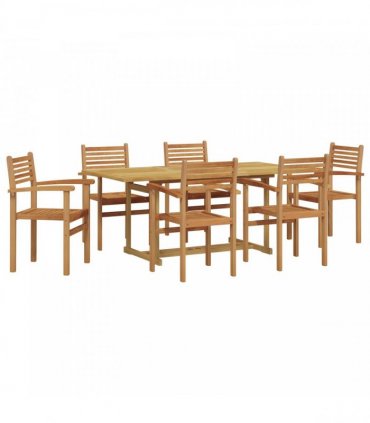 vidaXL Garden Dining Set 7 pcs Brown Solid Teak Wood