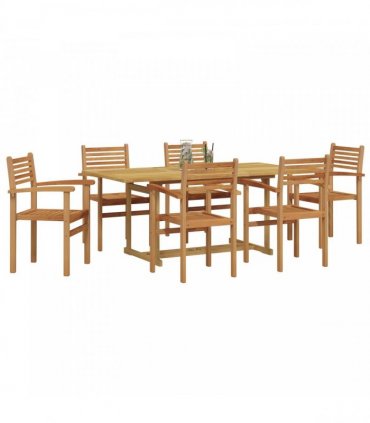 vidaXL Garden Dining Set 7 pcs Brown Solid Teak Wood