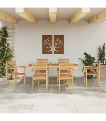 vidaXL Garden Dining Set 7 pcs Brown Solid Teak Wood