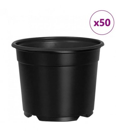 vidaXL Round Flower Pot 50 pcs Black Ø 10 x 8 cm Plastic