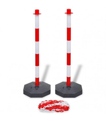 vidaXL Set of 4 Chain Posts and 2 Plastic Chians of 10 m Each
