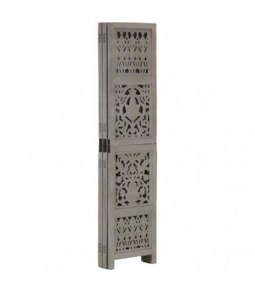 vidaXL Hand Carved 5-Panel Room Divider Grey 200x165 cm Solid Mango Wood
