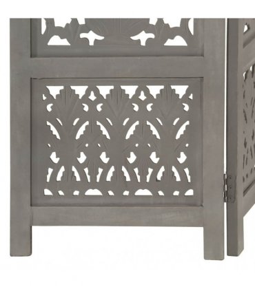 vidaXL Hand Carved 5-Panel Room Divider Grey 200x165 cm Solid Mango Wood