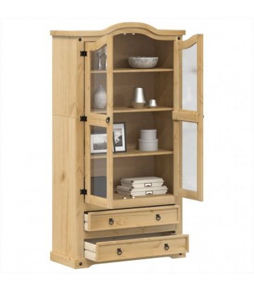 vidaXL Glass Display Cabinet Corona 99x43x187 cm Solid Wood Pine