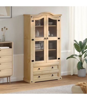 vidaXL Glass Display Cabinet Corona 99x43x187 cm Solid Wood Pine