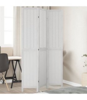 vidaXL Room Divider 3 Panels White Solid Wood Paulownia