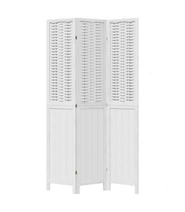 vidaXL Room Divider 3 Panels White Solid Wood Paulownia
