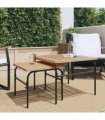 vidaXL Garden Nest of Coffee Tables 2 pcs Brown and Black Steel