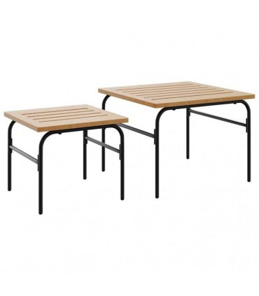 vidaXL Garden Nest of Coffee Tables 2 pcs Brown and Black Steel