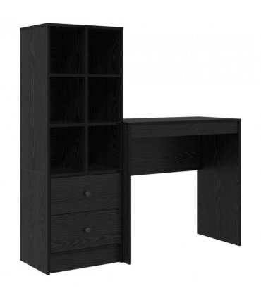 vidaXL Desk with Drawer with Shelf with Storage 2 pcs Black Oak