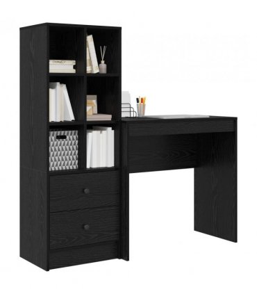 vidaXL Desk with Drawer with Shelf with Storage 2 pcs Black Oak