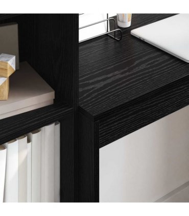 vidaXL Desk with Drawer with Shelf with Storage 2 pcs Black Oak