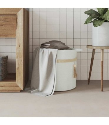 vidaXL Storage Basket White Ø38x36 cm Cotton