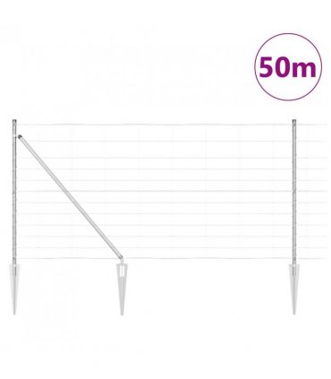 vidaXL Welded Wire Fence with Spikes 50 x 1.2 m Galvanised Steel Mesh