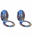 vidaXL Soft-Close Toilet Seat 2 pcs Multicolour 44 x 38 cm MDF board