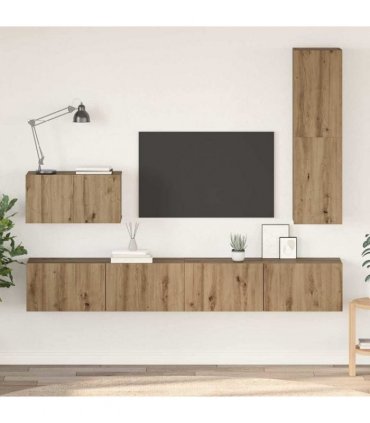 vidaXL Wall TV Cabinet Wall-mounted 4 pcs Artisan Oak Engineered Wood