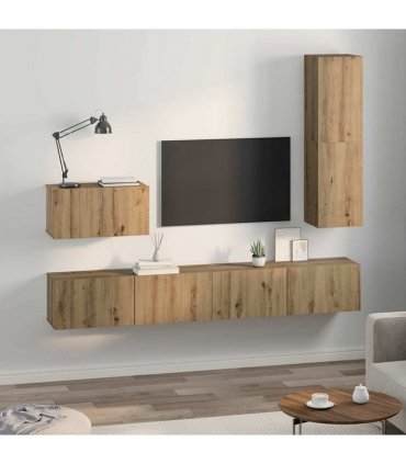vidaXL Wall TV Cabinet Wall-mounted 4 pcs Artisan Oak Engineered Wood