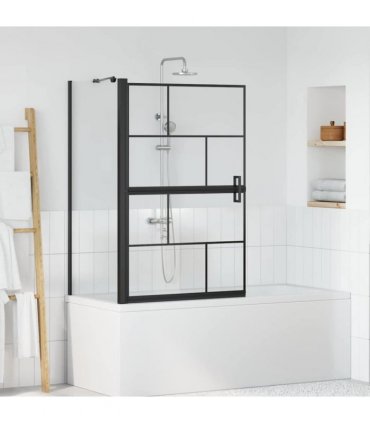 vidaXL Bath Shower Screen Black and Transparent 80 x 68 x 128 cm