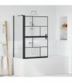 vidaXL Bath Shower Screen Black and Transparent 80 x 68 x 128 cm