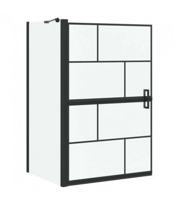 vidaXL Bath Shower Screen Black and Transparent 80 x 68 x 128 cm