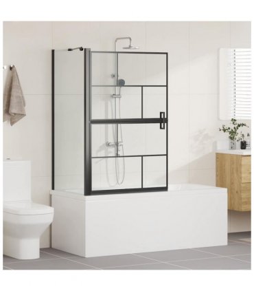vidaXL Bath Shower Screen Black and Transparent 80 x 68 x 128 cm
