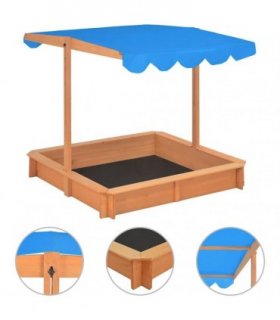 vidaXL Sandbox with Adjustable Roof Firwood 115x115x115 cm