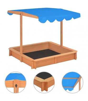 vidaXL Sandbox with Adjustable Roof Firwood 115x115x115 cm