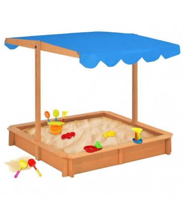 vidaXL Sandbox with Adjustable Roof Firwood 115x115x115 cm