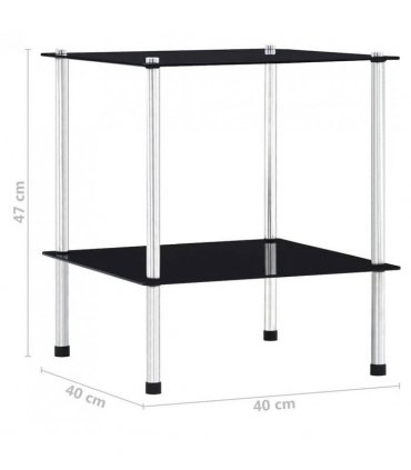 vidaXL Shelf | Black | Tempered glass, stainless steel | Compact | Shelf