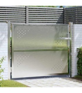vidaXL Garden Gate with Lock Silver 85 x 70 cm Stainless Steel