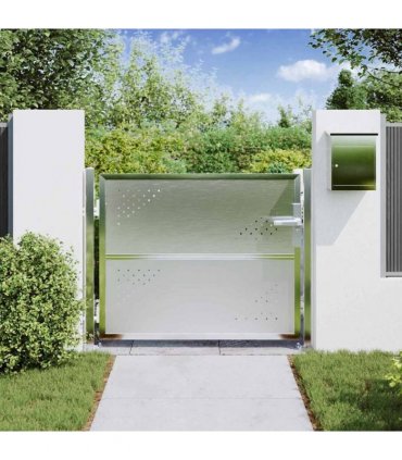 vidaXL Garden Gate with Lock Silver 85 x 70 cm Stainless Steel