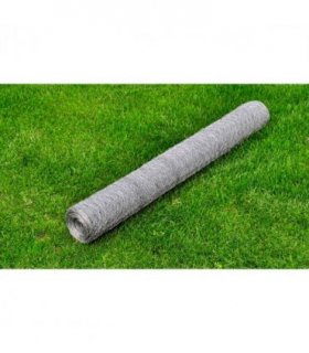 vidaXL Chicken Wire Fence Galvanised Steel 25x1 m Silver
