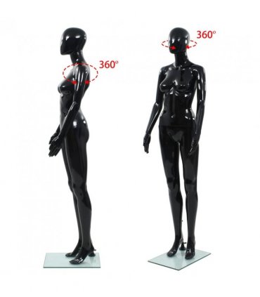 vidaXL Full Body Female Mannequin with Glass Base Glossy Black 175 cm