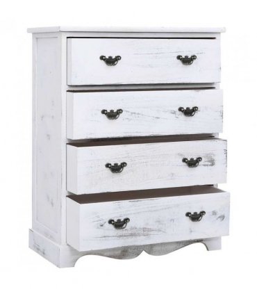 vidaXL Drawer Cabinet | White | Paulownia wood | Medium | Drawer Cabinet