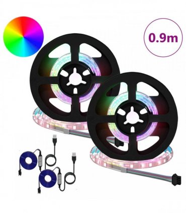 vidaXL LED Strip 2 pcs Black and Transparent 450 mm Copper and Plastic
