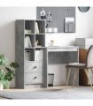 vidaXL Desk with Drawer with Shelf with Storage 2 pcs Concrete Grey