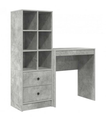 vidaXL Desk with Drawer with Shelf with Storage 2 pcs Concrete Grey