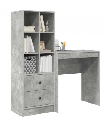 vidaXL Desk with Drawer with Shelf with Storage 2 pcs Concrete Grey