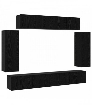 vidaXL TV Cabinet Set 6 pcs Black Oak 100 x 30 x 30 cm Engineered Wood