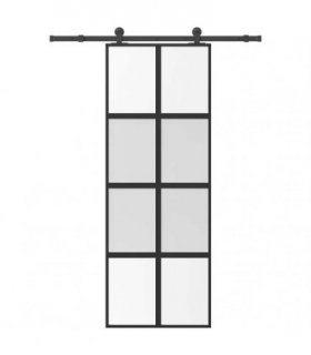 vidaXL Sliding Door with Hardware Set 76x205 cm Tempered Glass&Aluminium