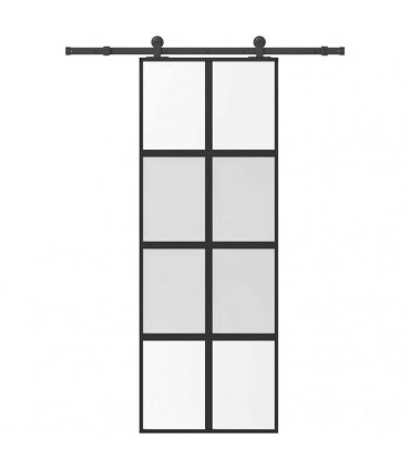 vidaXL Sliding Door with Hardware Set 76x205 cm Tempered Glass&Aluminium