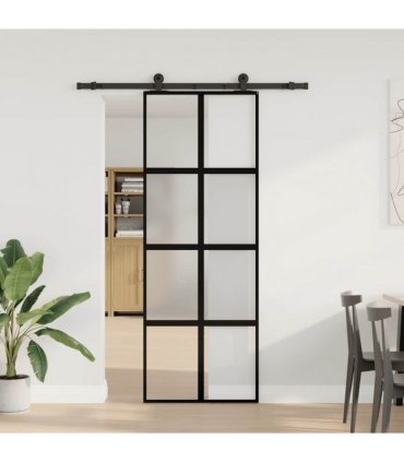 vidaXL Sliding Door with Hardware Set 76x205 cm Tempered Glass&Aluminium
