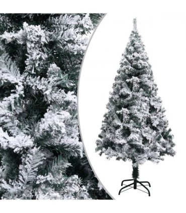 vidaXL Artificial Christmas Tree with Flocked Snow Green 150 cm PVC